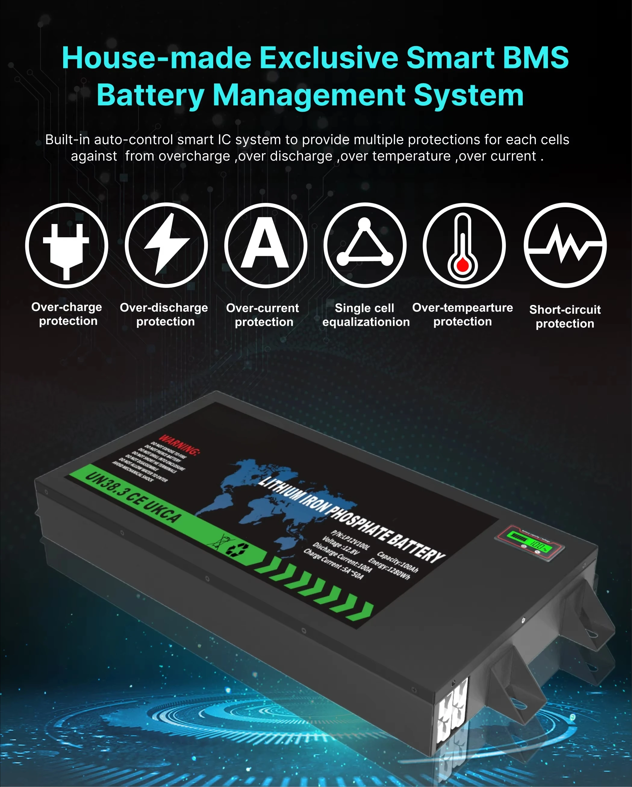 For 12V 50AH 100AH 200AH 300AH 400AH Battery Deep Cycle Battery 12v 100ah Lifepo4 Battery New Grade a Lithium 4WD Slim 100A LFP
