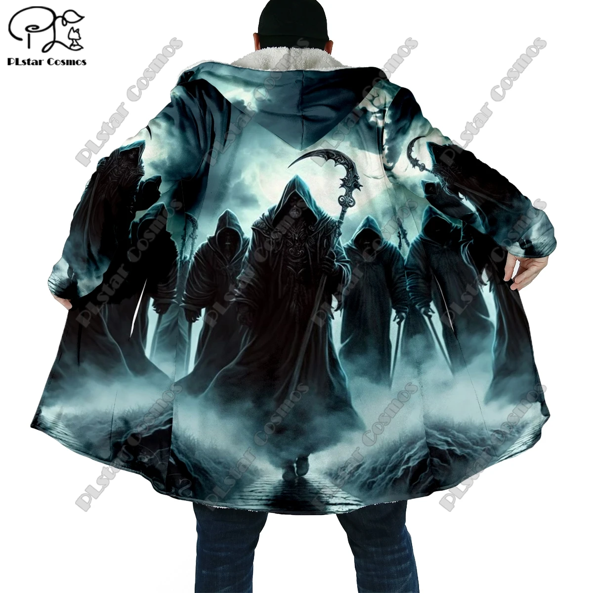 3D printing Halloween horror ssheng skull theme pocket cape coat latest casual unique streetwear unisex winter new arrivals