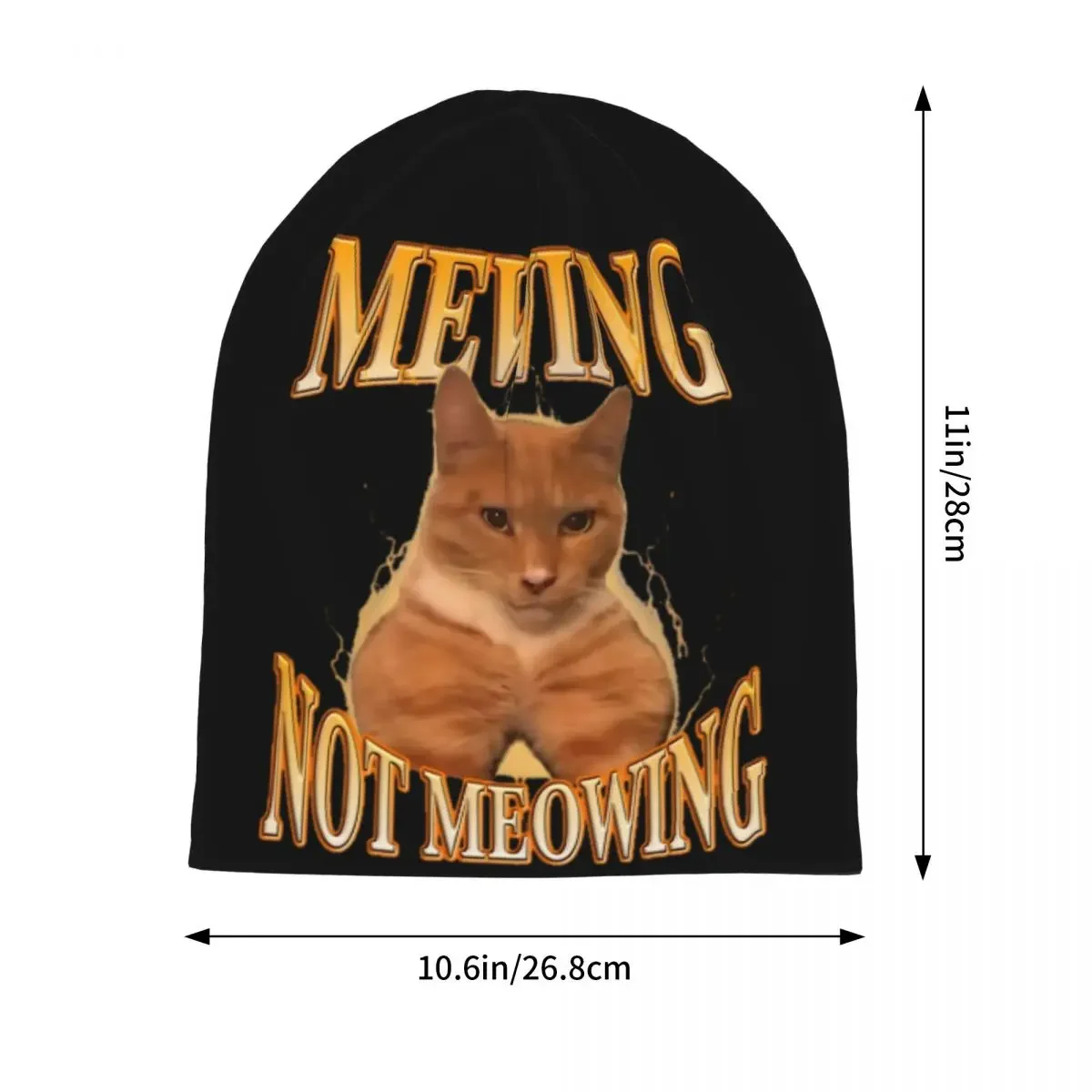 Men Women Mewing Not Meowing Funny Meme Skullies Beanies  Mogging Cat Bonnet Knit Hat Windproof Winter Hats Wonderful Gift