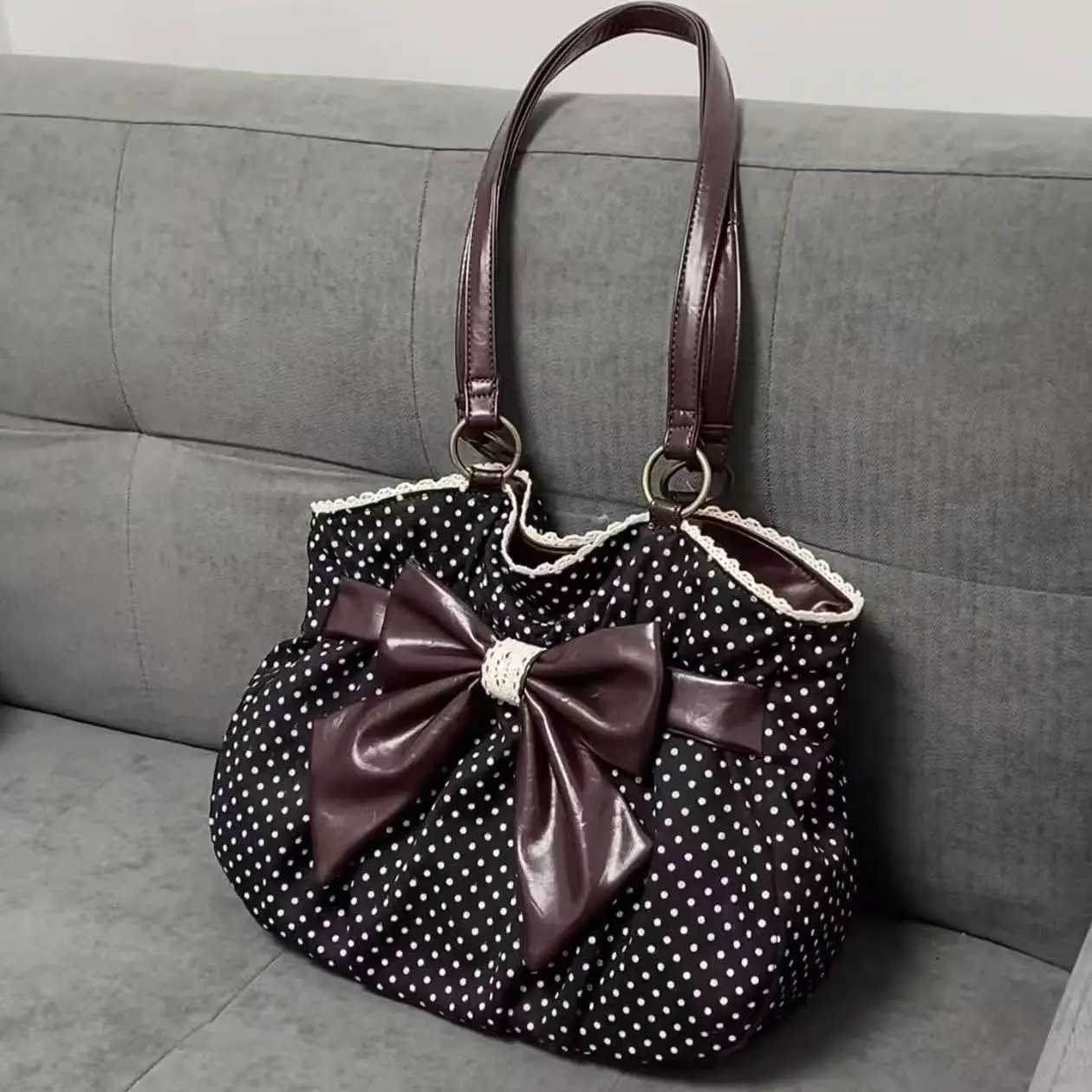Japanese-style Gentle Bowknot Spot Large-capacity Handbag Shoulder Bag Tote Bags Book Wallet Storage Bag Student Women's Bags