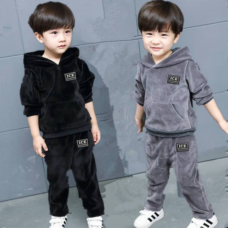 

Boys' Spring and Autumn Children's Cashmere Hoodie Set Boy Primary School Clothes Boy Clothes