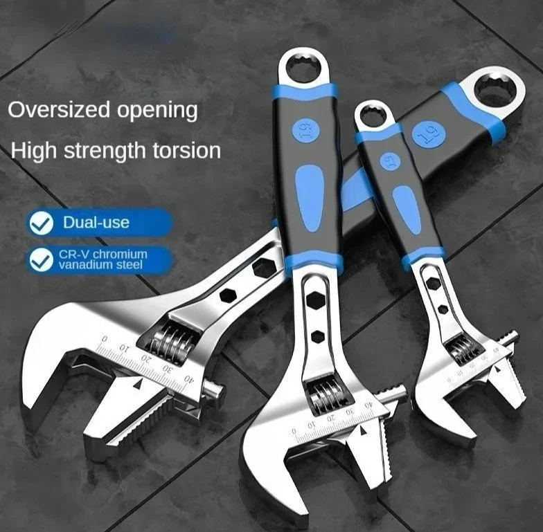 

С шкалой Ключ из нержавеющей стали Ключ с открытым концом Противоскользящий регулируемый гаечный ключ 8/10/12 дюймов Многофункциональные трубные ключи