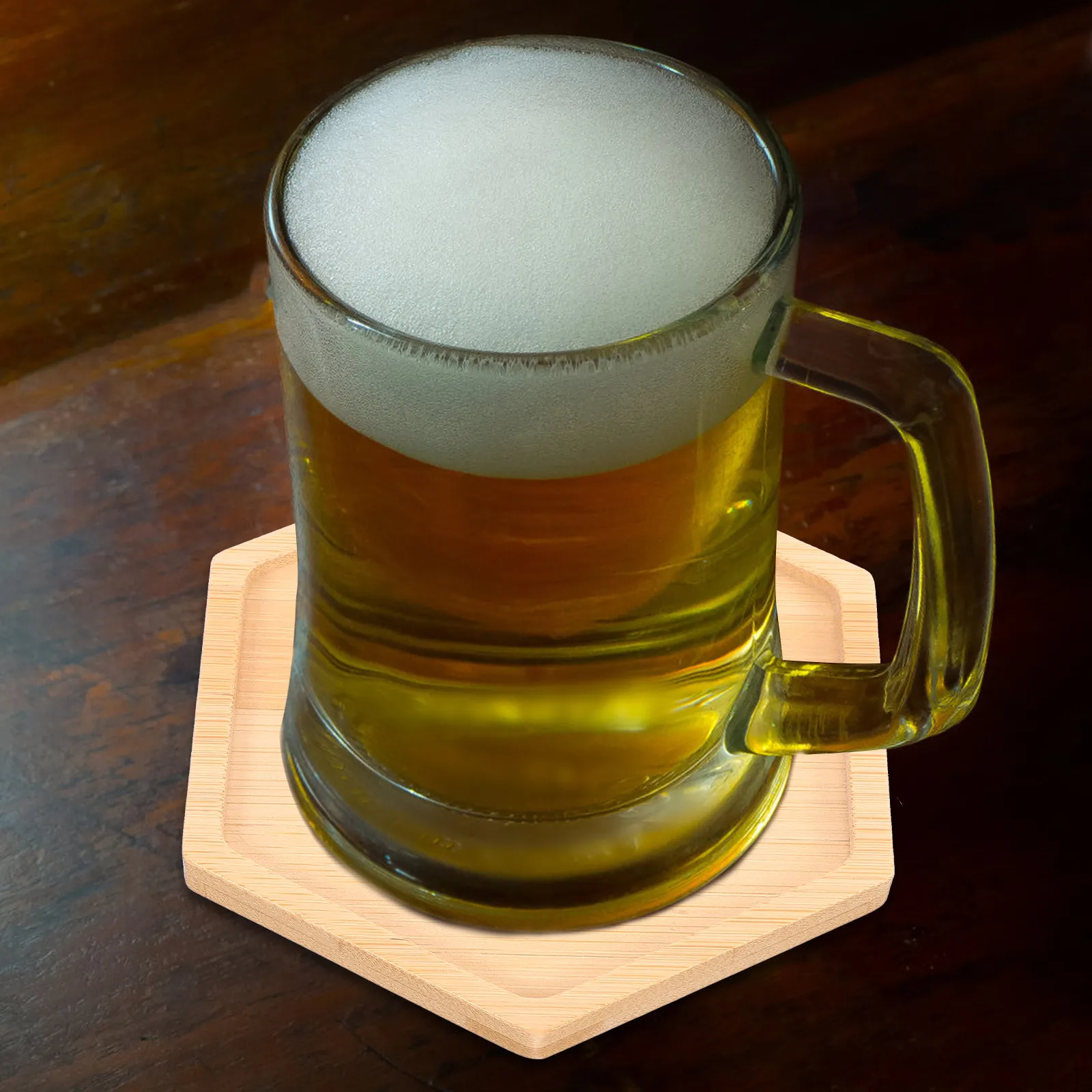 

4Pcs Bamboo Coasters Wood Drink Coasters Set Rustic Table Cup Mats Heat Resistant Non-Slip Coaster for Coffee Tea Glass