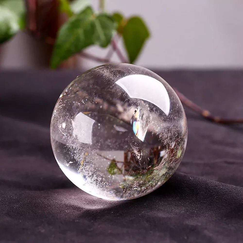 

65-70mm natural quartz crystal clear crystal ball energy Reiki ball delivery bracket