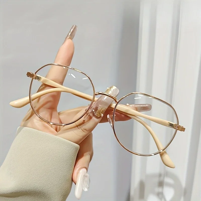 【+100~+400】Einfache klassische Damen-Lesebrille mit rundem Metallrahmen, geeignet zum täglichen Lesen und Tragen von Brillen – Detail 1