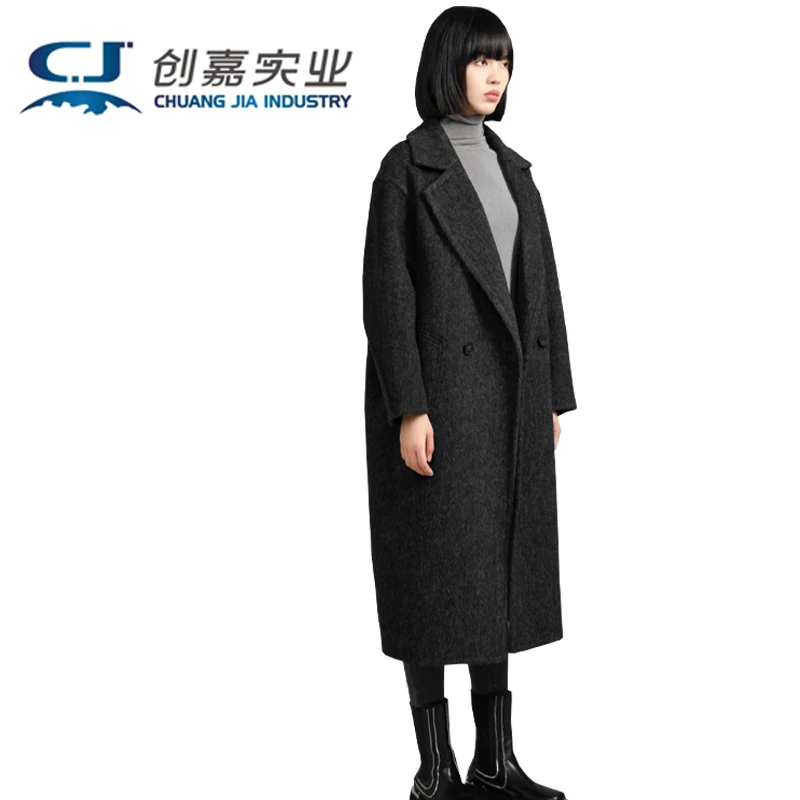 Autumn Winter Double-sided Cashmere Women's Coat Navy Blue Wool Mid-length Coat Soft Delicate Comfortable Loose Women's Wear