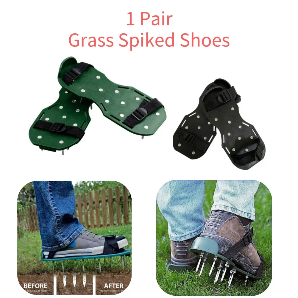 1 Pair Grass Spiked Gardening Walking Revitalizing Lawn Aerator Sandals Nail Shoes Yard Garden Tool Scarifier Nail Cultivator