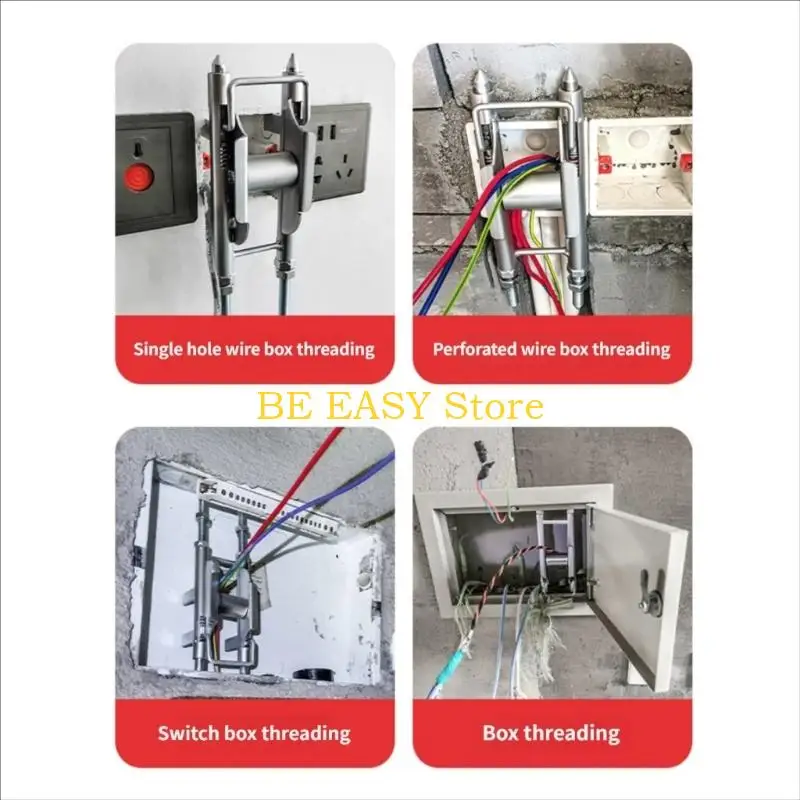E28F Wire Threading Aid Tool with Pulley Cable Puller Cable Reel Roller Box Auxiliary Electrician Fish Wire Wall Conduits