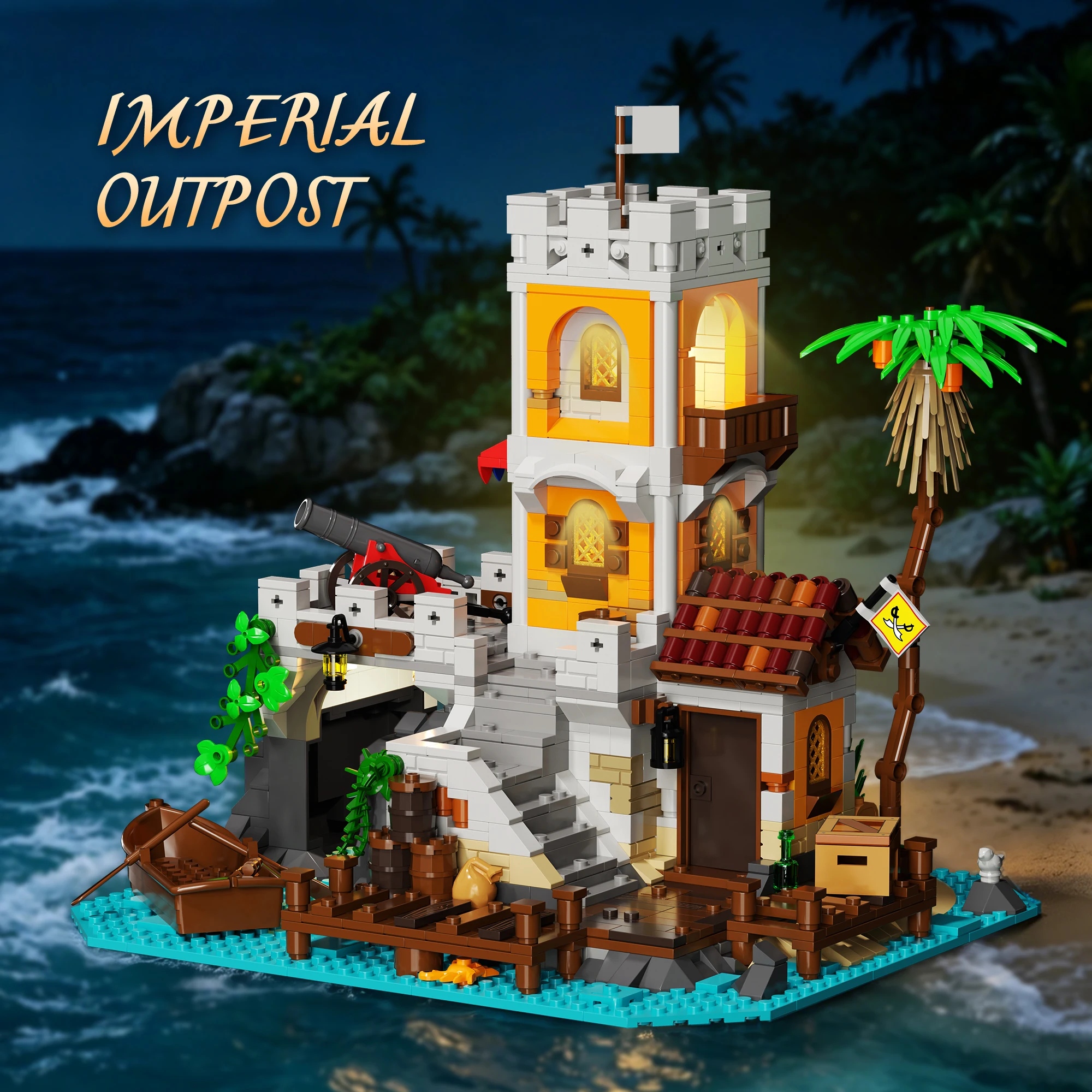 1326 pièces MOC Série Pirate Royal Fort d'Avant-poste Impérial en Blocs, Maquette de Grand Modèle de Rue à Construire Soi-même, Objets de Collection