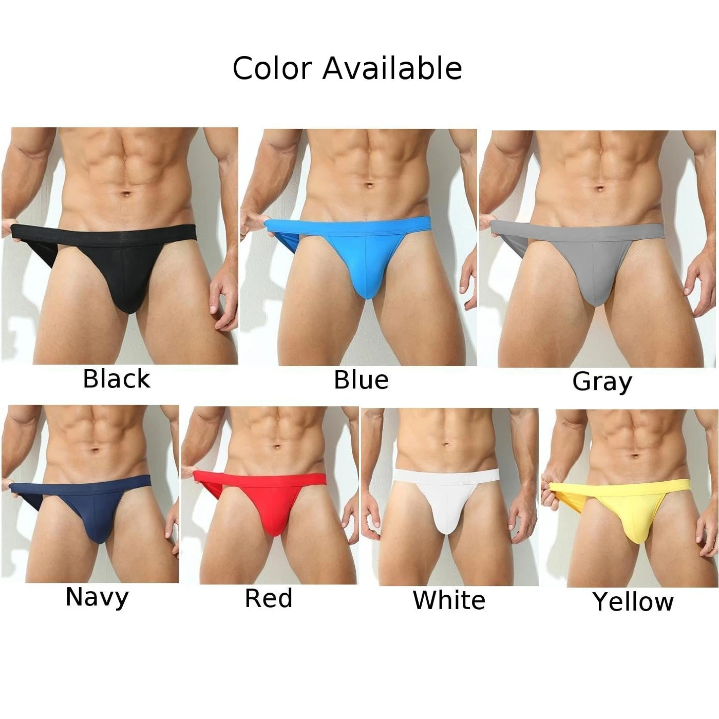 الرجال الحرير الجليد السلس ملخصات منخفضة الارتفاع مثير الملابس الداخلية تنفس U محدب الحقيبة السروال سوبر مرونة ثونغ ملابس سباحة غير رسمية #4