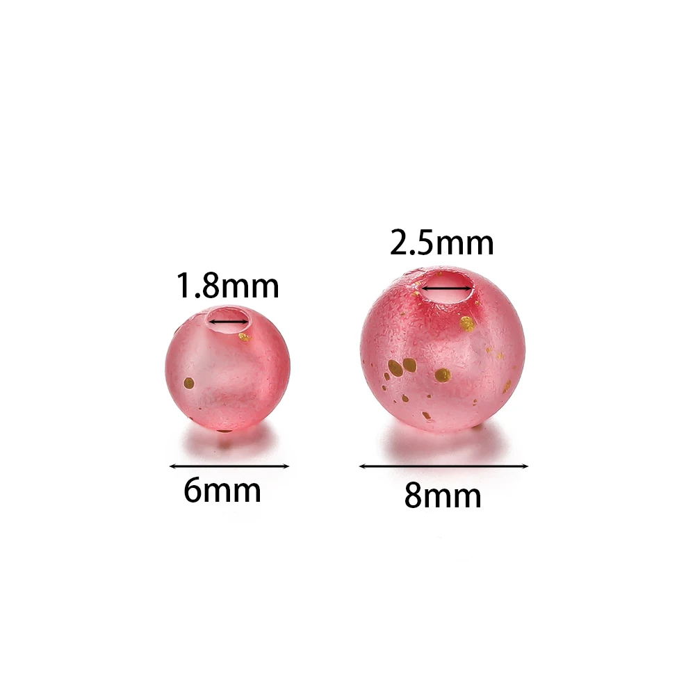 50/100pcs Frosted Acrylic Golden Round Beads 6/8mm Spacer Loose Beads for DIY Jewelry Making Necklaces Bracelets Craft Supplies