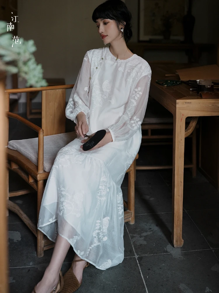 

Jiangnan Sle круглая кружевная вставка Ne, ежедневное платье для похудения, закрывающее живот, лето 2024, традиционная китайская национальная моя