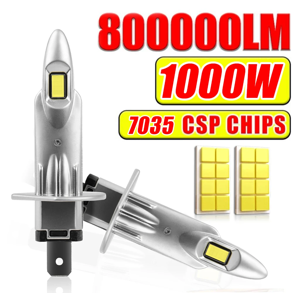 H1 LED Bulbs Car Headlight 800000LM 1000W White H4 Fog Light H7 H11 9005 9006 Plug and Play Mini LED Lamps Built-in Drive 2Pcs