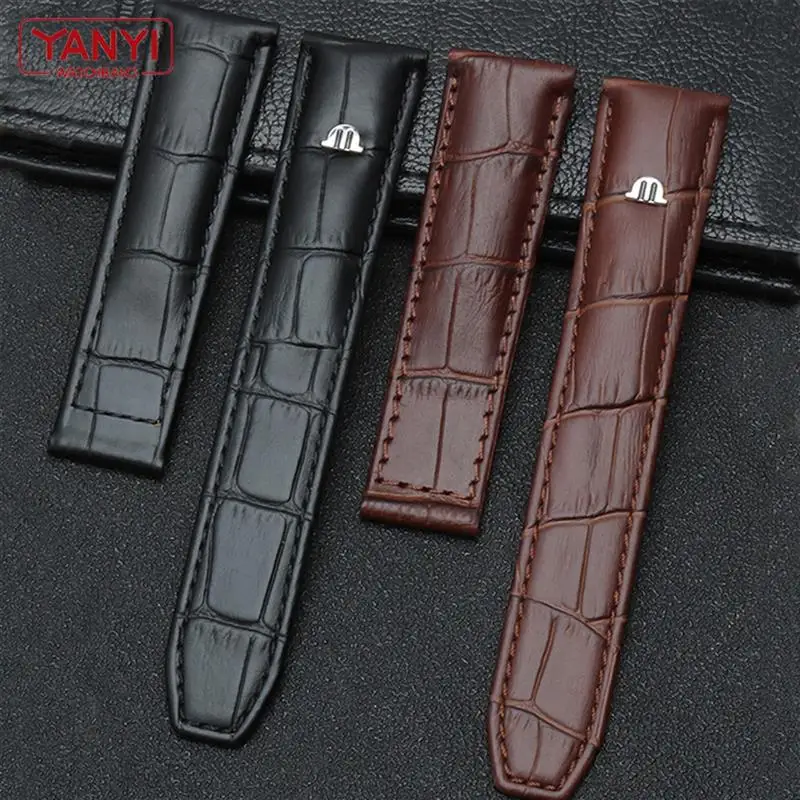 ONECMN Genuine Leather Watch Strap 20mm 22mm,For MAURICE LACROIX Watchband Folding Buckle Leisure Business Cow Leather Bracelet