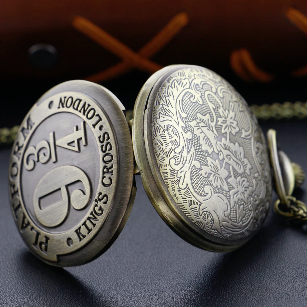 Bronze Mysterious Number Puzzle Men's and Women's Pendant Quartz Pocket Watch Retro Fashion Necklace Student's Best Gift