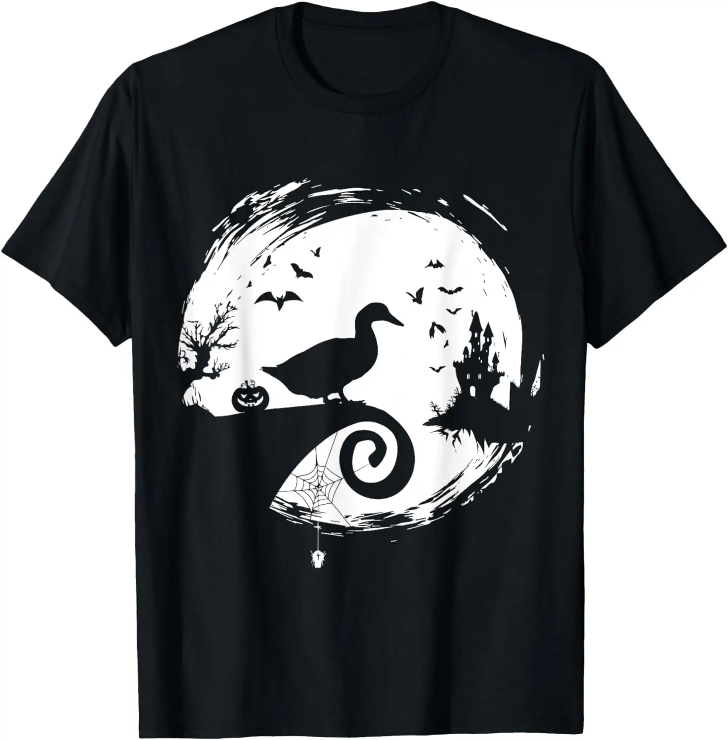 Duck Halloween Costume Moon Silhouette Creepy Horror T-Shirt