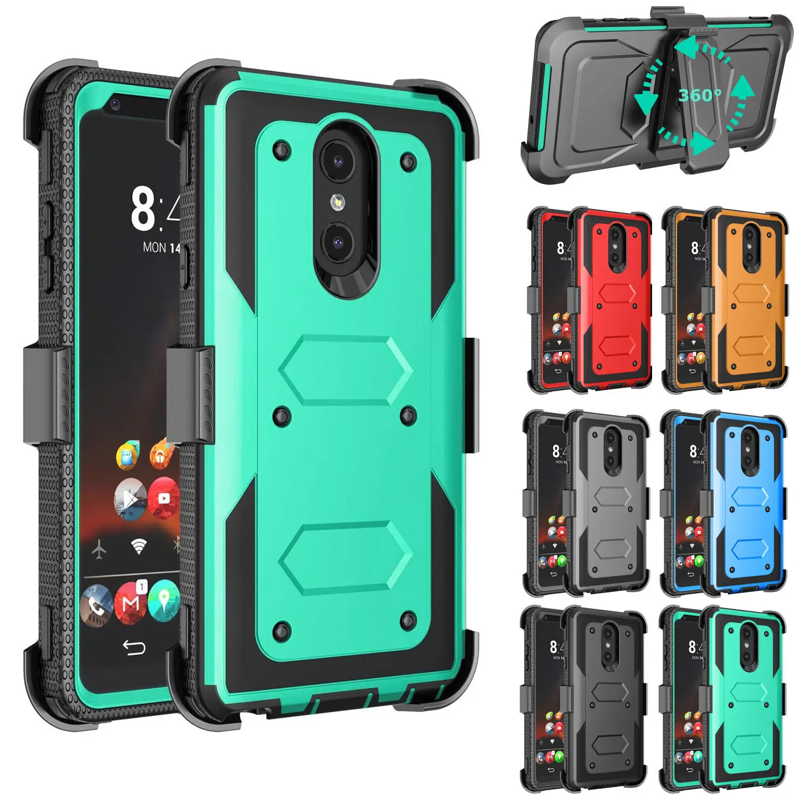 For LG K30 X2 2019 Aristo+Neon Escape Plus Journey LTE Arena2 Prime2 Tribute Royal Shockproof Belt Clip Holster Stand Case Cover