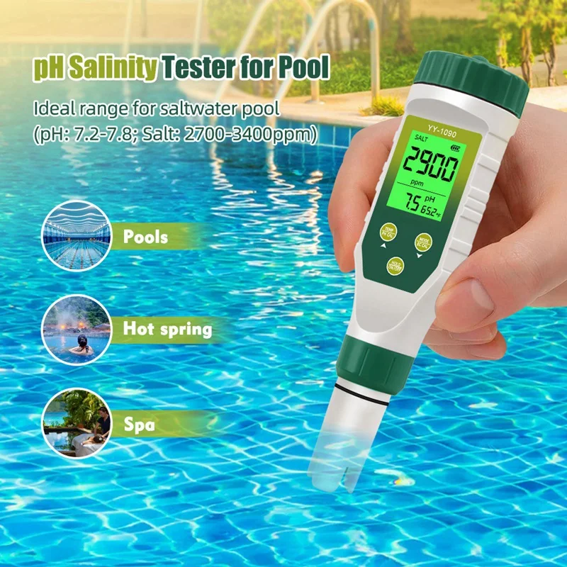 5 In 1 PH/EC/TDS/Salt/Temp PH Meter Swimming Pool Salinity Tester For Drinking Water Aquarium Aquaculture Sp