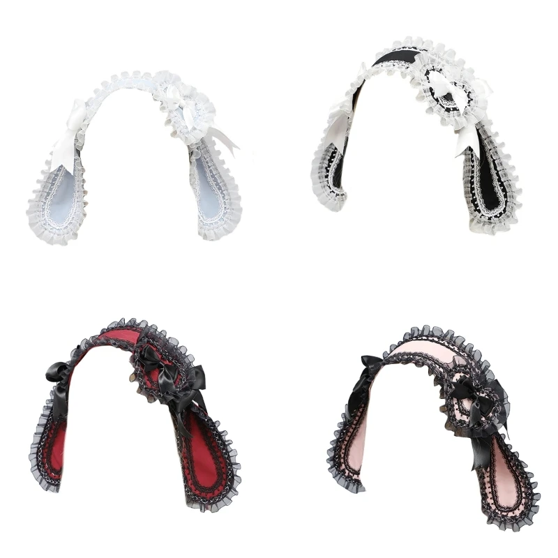

Anime Lace Headwrap Rabbits Ear Hairband 2000s Girl Cosplay Headband Costume Props