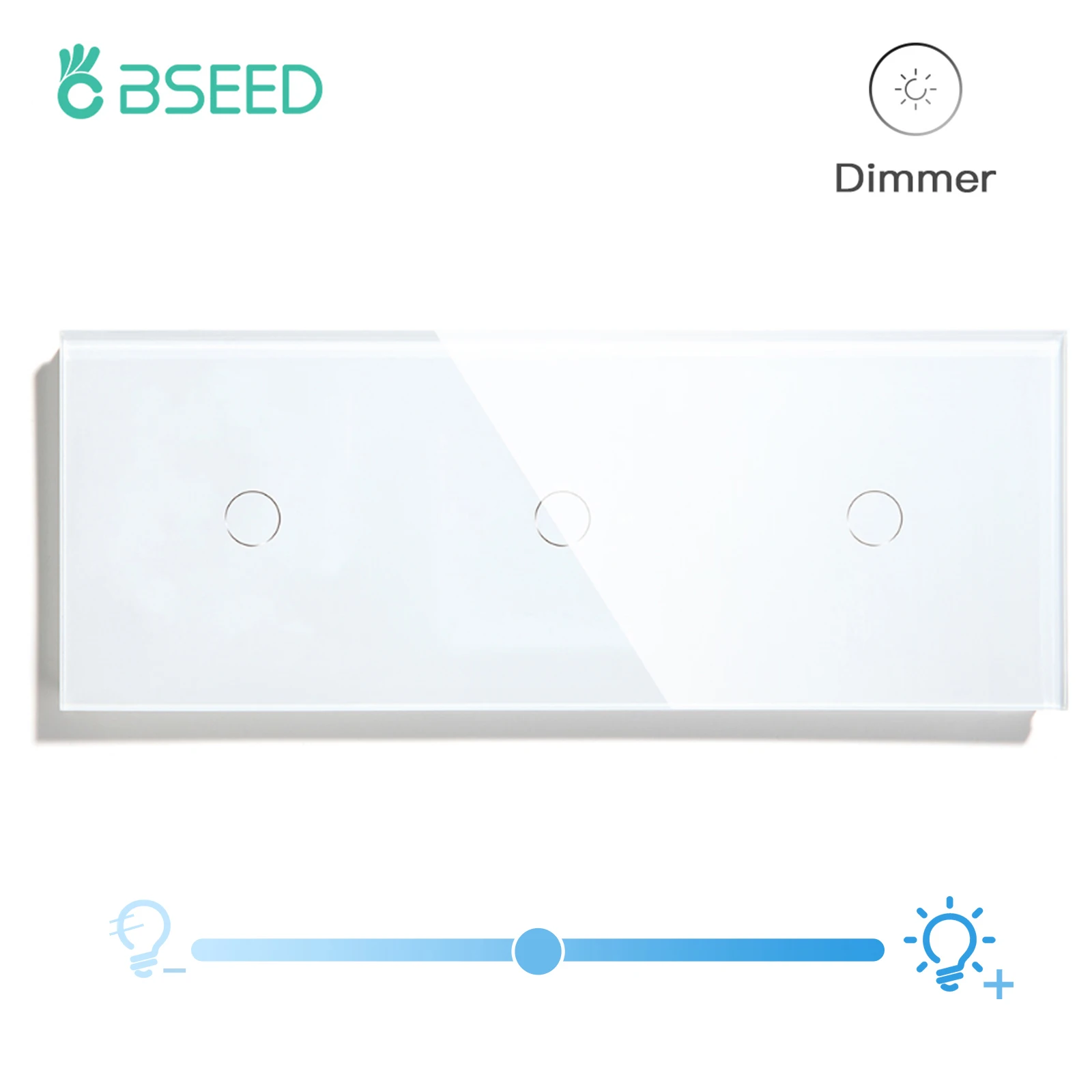 BSEED Dimmer Lichtschakelaar 1Gang 1Way Led Dimmer 220V Muur Touch Lichtschakelaar Kristallen Glazen Paneel Blauwe achtergrondverlichting Geheugenfunctie