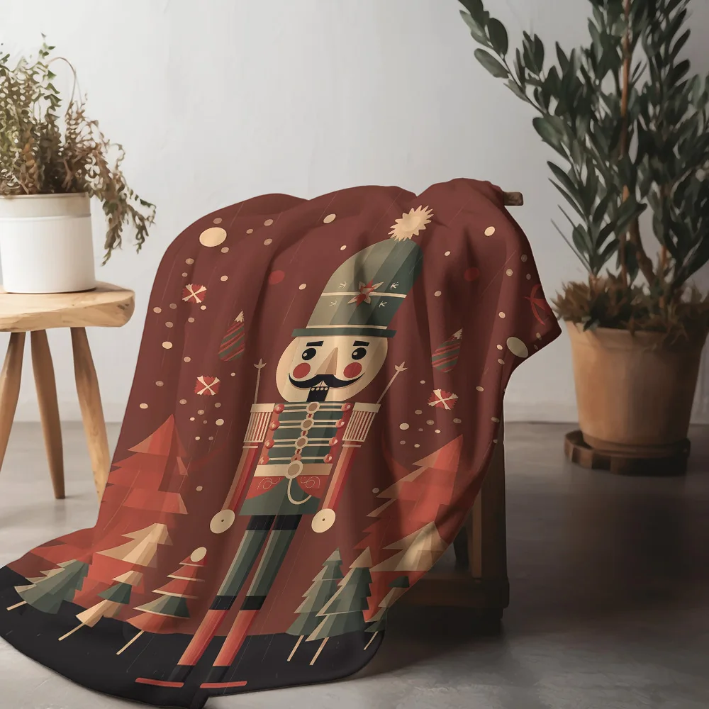 

Tuniu милый Щелкунчик зимнее теплое флисовое одеяло для дивана-кровати декор спальни подарок