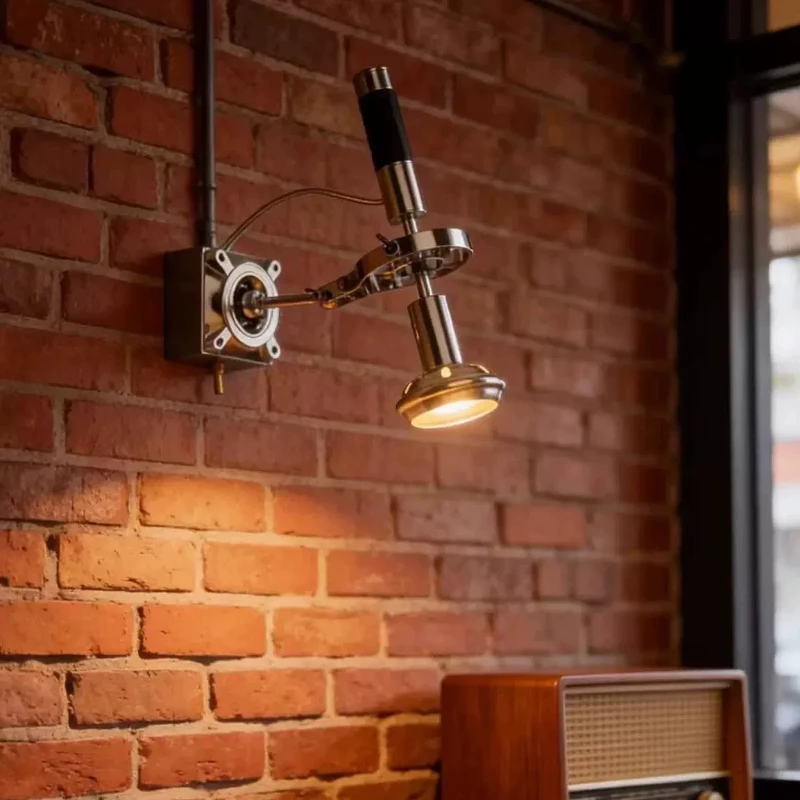 Adjustable retro industrial style swing arm wall lamp, coffee shop decoration, bedroom foyer, creative lighting fixtures