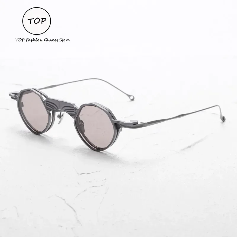 New Sunglasses Magnetic Cover Mirror  Round Frame Female Strange Shape Trend Male Pure Titanium Ring Mirror Sunglasses Double