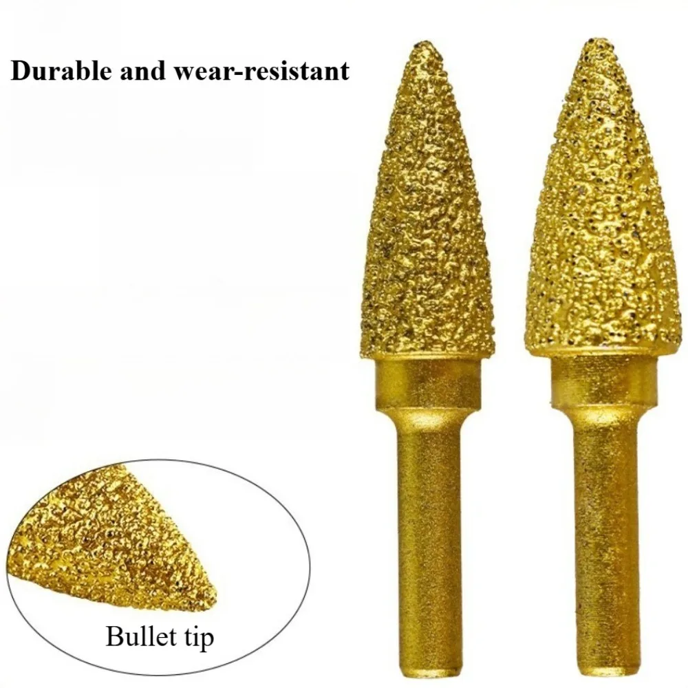 Shank Brazed Diamond Grinding Polishing Head Cast Stone Marble Tile Deburring Metal Processing Carve Electronic Grinder Tool