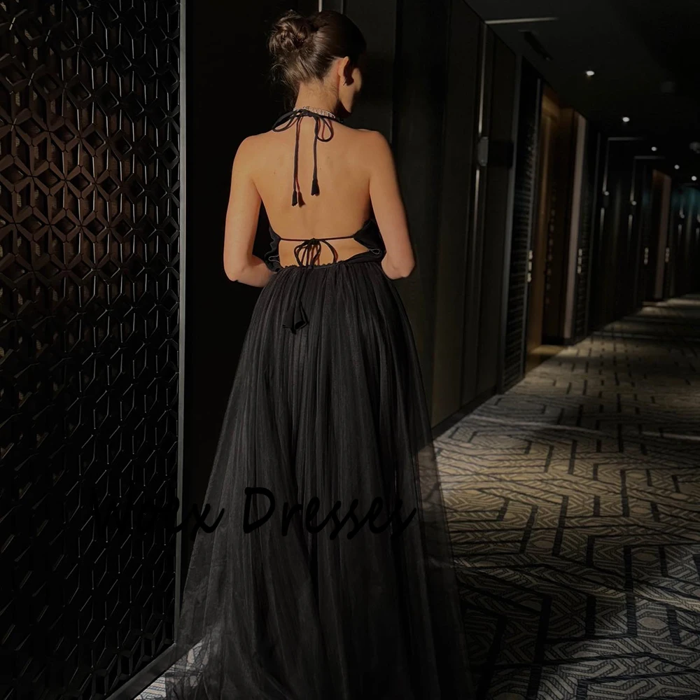 Abito da sera a sirena in jersey con scollo all'americana personalizzato Abito da festa senza maniche in tulle Watteau con strascico Abito da ballo sexy senza schienale lungo fino al pavimento