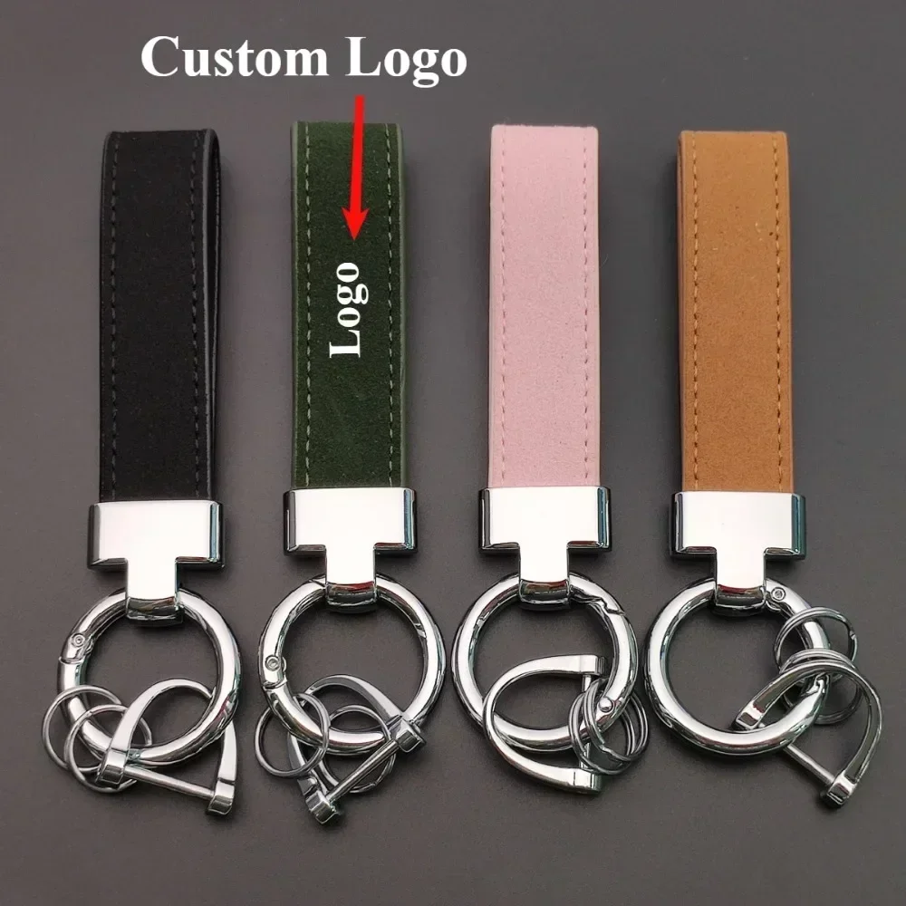 

Portable Leather Metal Creative And Simple Car Keychain Custom Keyring Key Chain Ring Engraving Name High-End Elite Souvenir