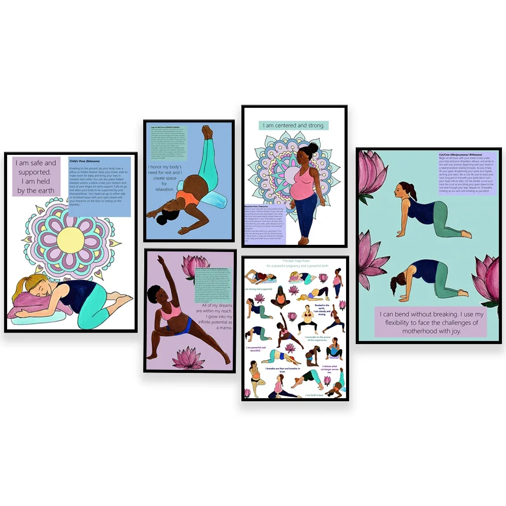 Pränatales Yoga-Poster, Geburt und Geburtspositionen, Yoga / Doula / Hebammen / Geburtshilfe-Ausbildung, Yoga-Lehrer Leinwand-Poster, Geschenk für Mütter