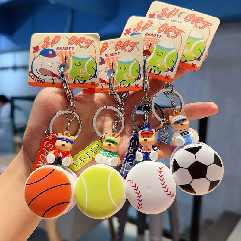 Cartoon soccer basketball ball tumbler toy keychain female car small charm simple bag charm