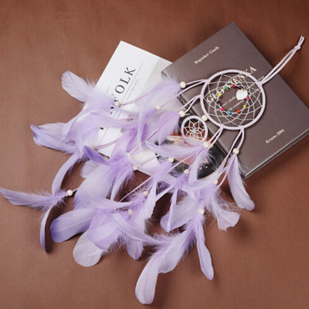Creative Dream Catcher Home Dream Network Decoration Pendant Car Ornaments(Purple Finished Product with Light