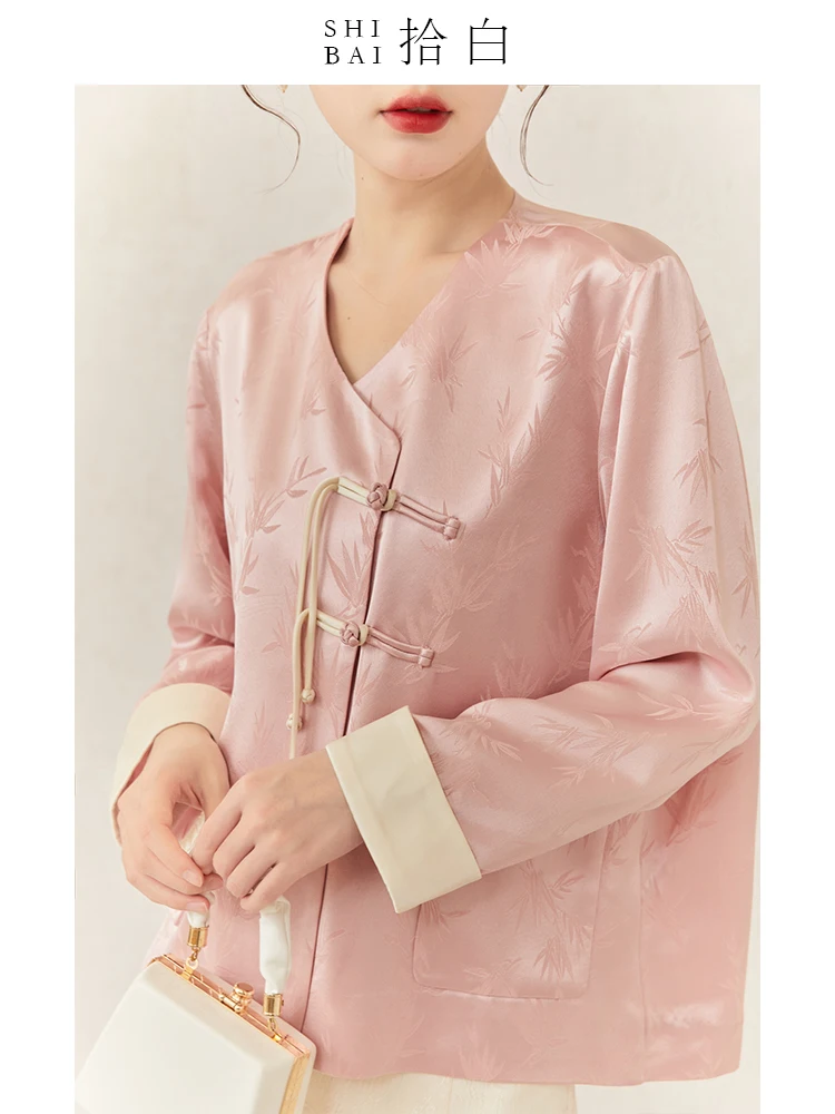 

Ele Original Chinese Sle Casual Silk Outerwear Top with Button Design by IBAI for Women Spring Season Faion