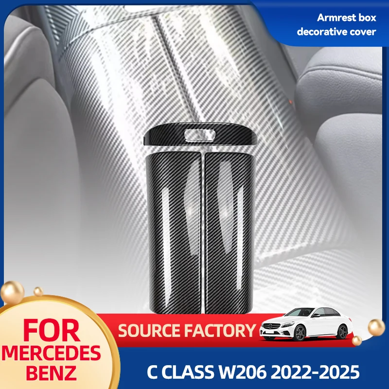 

Внутренние молдинги, подлокотник автомобиля, панель, подлокотник, декоративная крышка, АБС-пластик, углеродное волокно для Mercedes Benz C Class W206 20