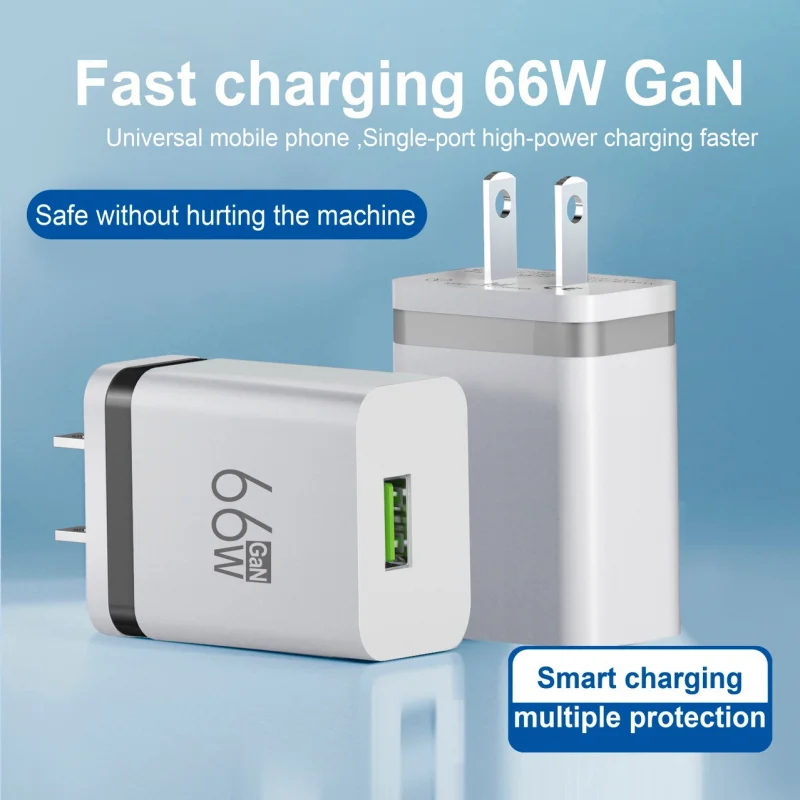 66W GaN Fast Charger USB Fully Compatible for iphone 15 Pro Max Huawei Samsung Support All Mobile Phone Super Fast Charger