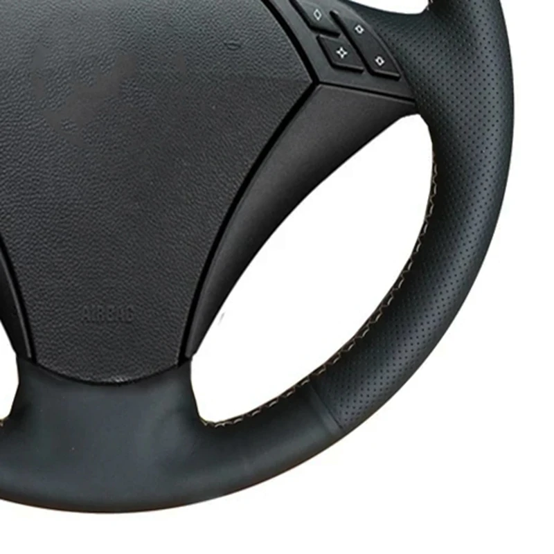 Non-Slip Black Artificial Leather Car Steering Wheel Braid Cover For BMW E60 530 523 523li 525 520li 535 545i Car Accessories