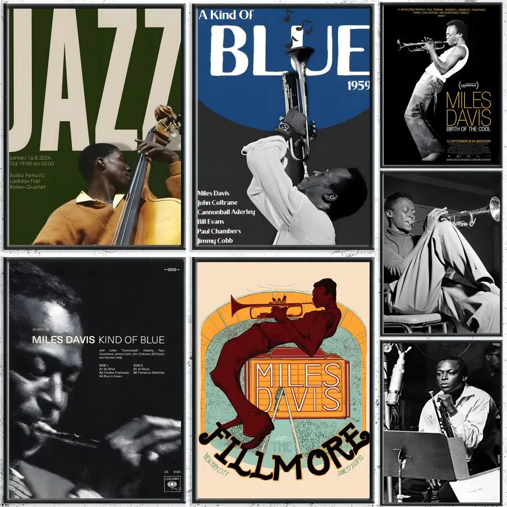 Músico de Jazz M-Miles Davis pintura caligrafía HD lienzo cartel sin arrugas impermeable todo el espacio decoración de pared