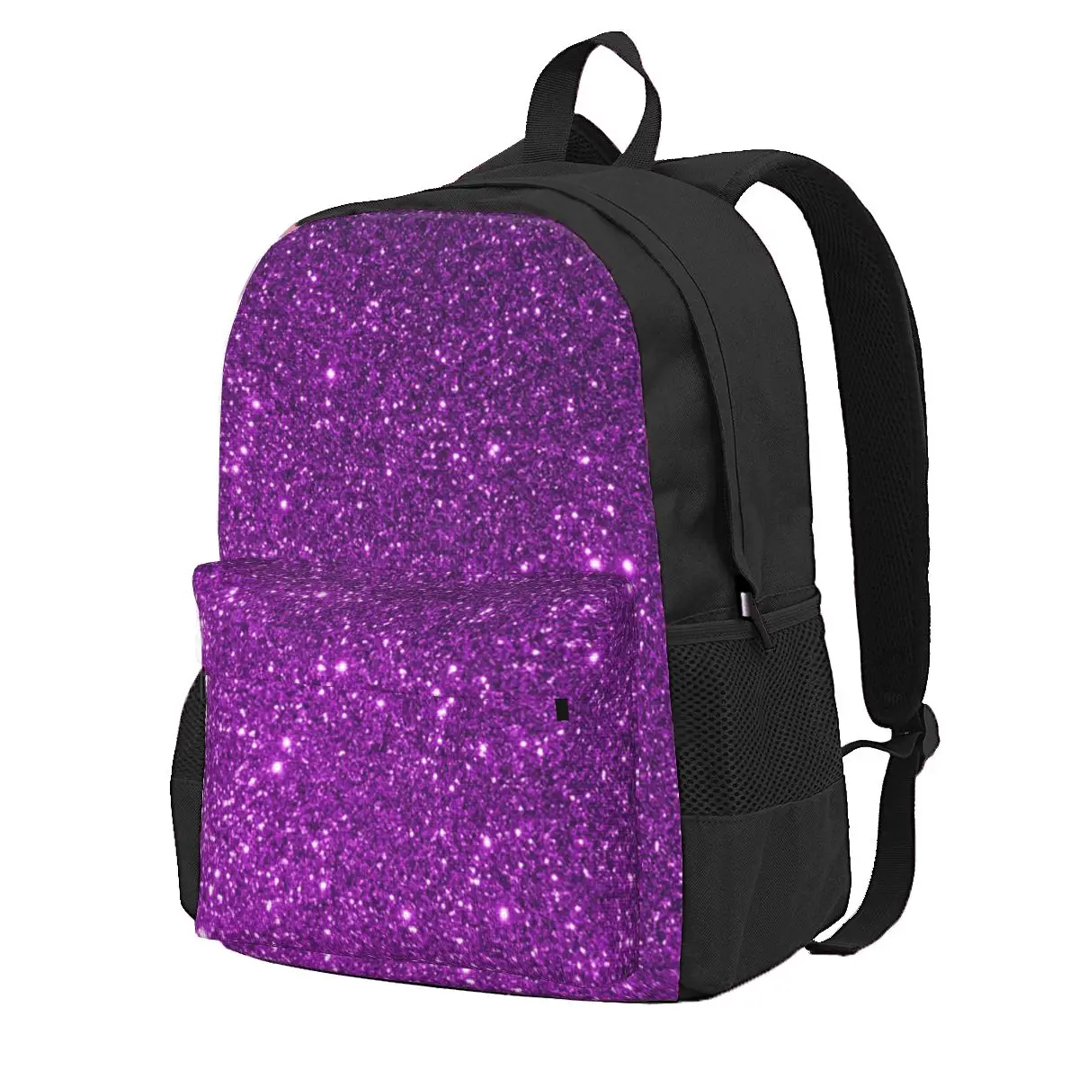 

Purple Sparkly Glitter Student Backpack School Bag Hiking Travel Daypack for Boys Girls Fashion Bookbag Shoulder Bags