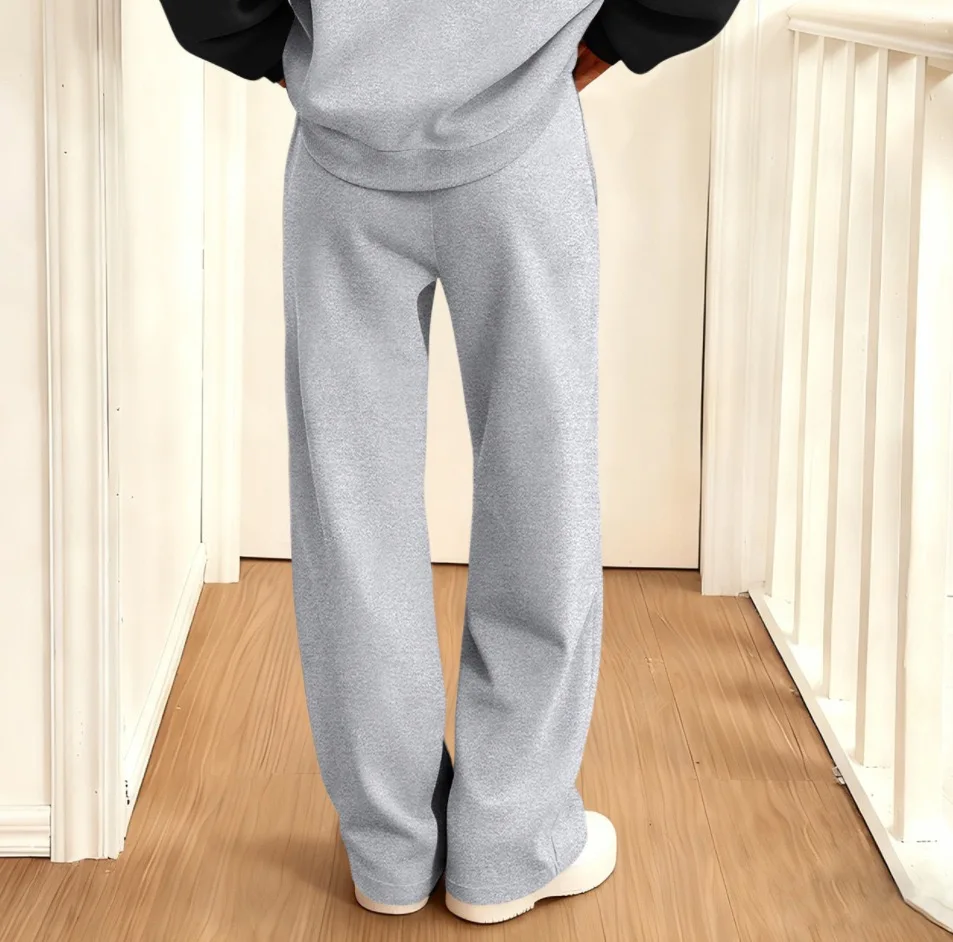Classic Women's Fleece Lined Wide Straight Leg Sweatpants Winter Warm Casual Jogger Sports Trousers Bottom Daily Comfort Fit