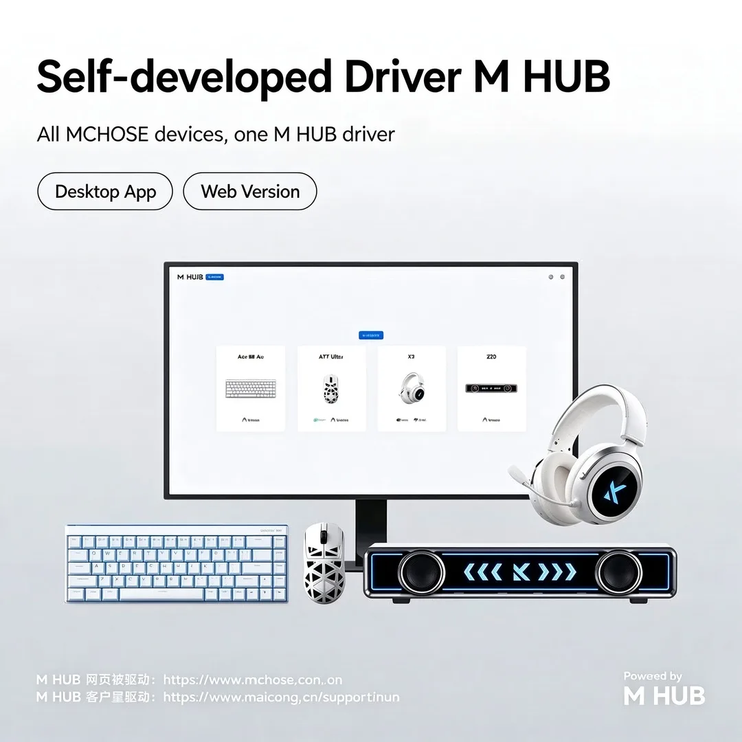 MCHOSE A7X Ultra Magnesium Alloy Wireless Gaming Mouse PAW3950 TI Sensor Dual 8K Polling Rate 53g Ultra-Lightweight Tri-Mode