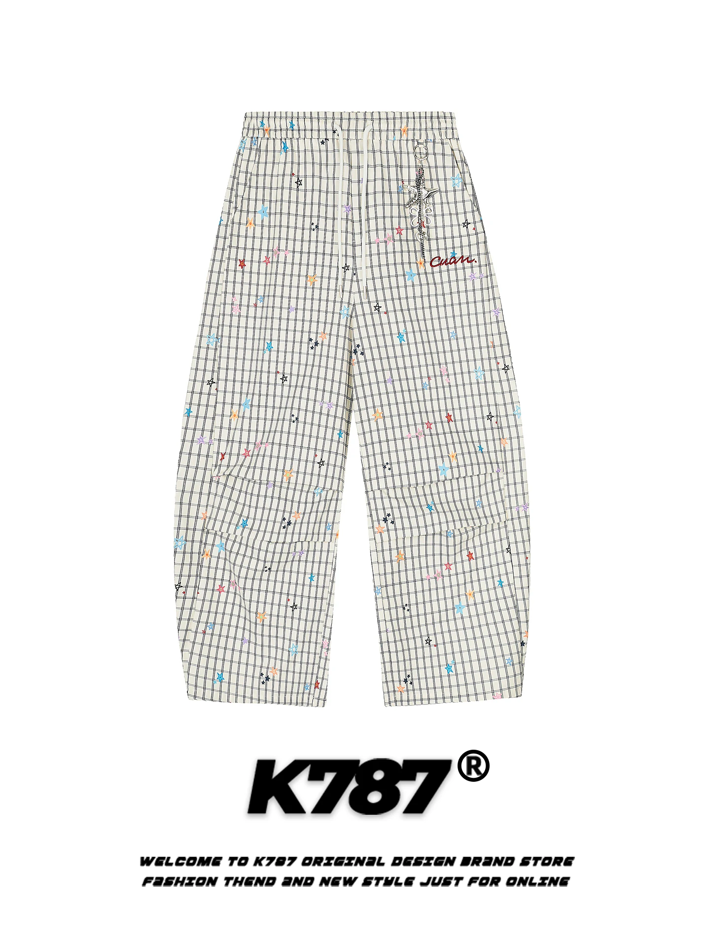 

Американские ретро-брюки в клетку со звездами, повседневные, свободного кроя, в стиле «ленивый шик», с высокой талией, унисекс, длинные, для уличного стиля