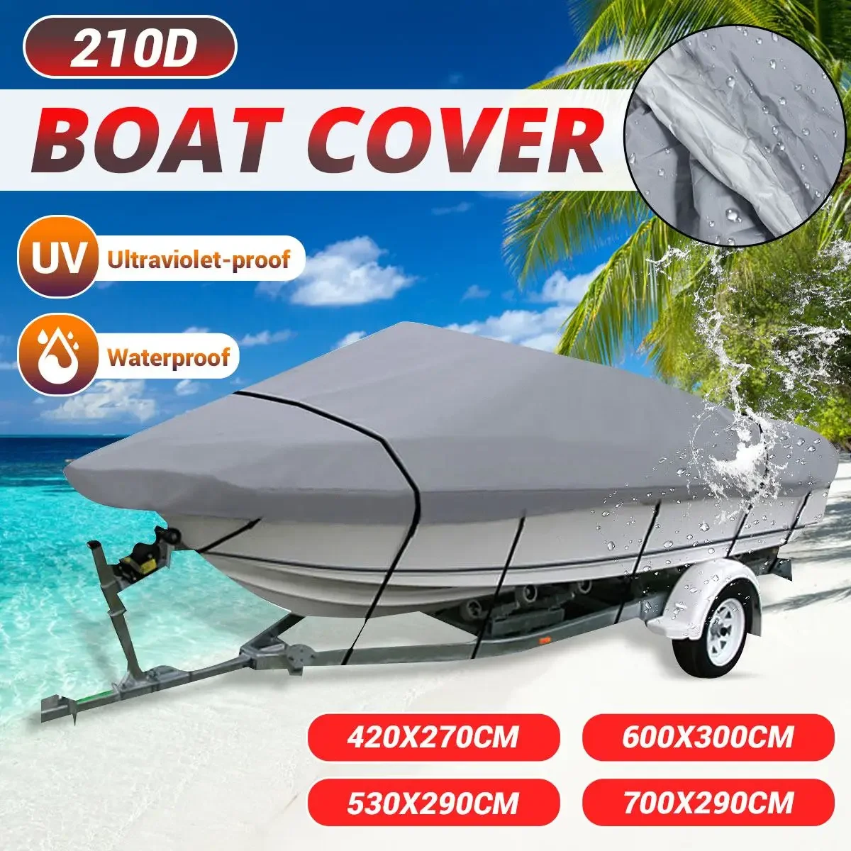 

Waterproof Yacht Boat Cover Outdoor Protection 210D Anti-smashing Tear-proof Sunshade Anti-UV Boat Cover