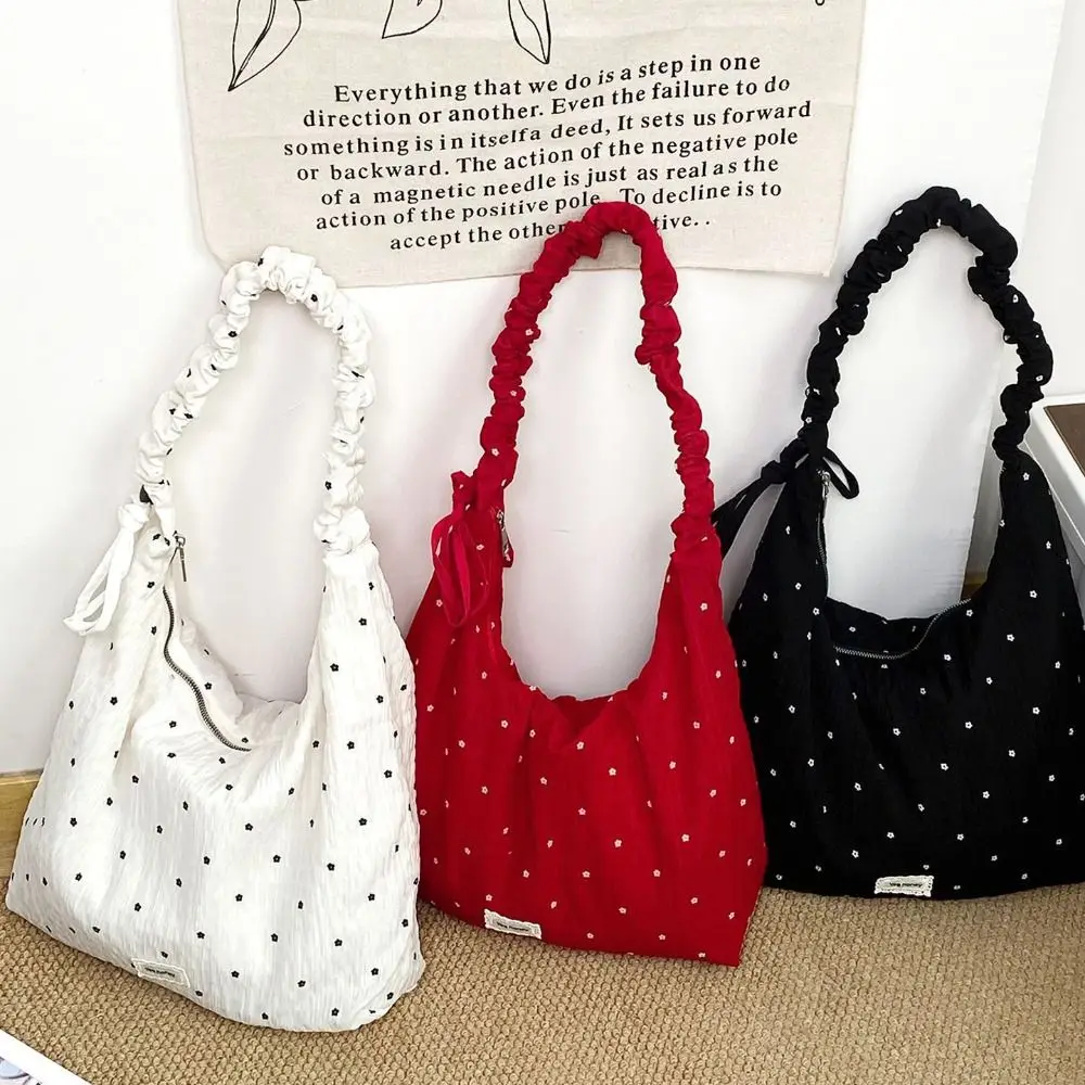 Trendy Large Capacity Shoulder Bag Small Flower Print Wrinkle-Proof Crossbody Bag Wear-Resistant Handbag For School Student