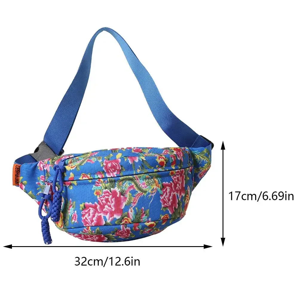 Women Flower Crossbody Bag Soft Crescent Fanny Pack Lightweight Vintage Waist Pouch Versatile Ladies Outdoor Bag