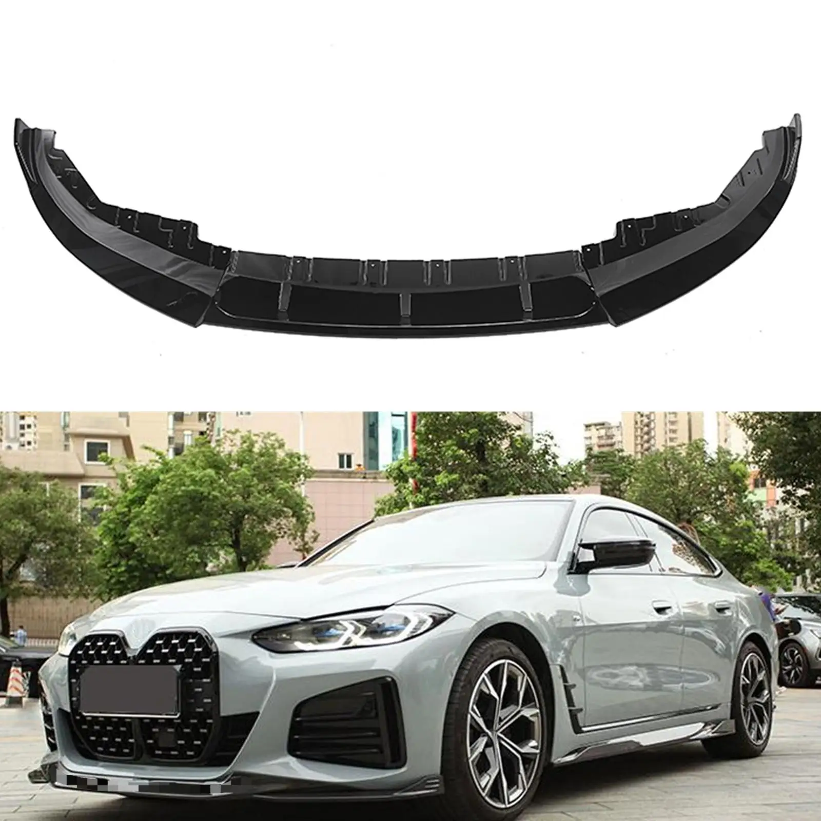 

Front Bumper Spoiler Lip Kit For BMW 4 Series G26 Gran Coupe 2021-2022 M Sport 4 Door Only 440i Black Car Lower Blade Splitter