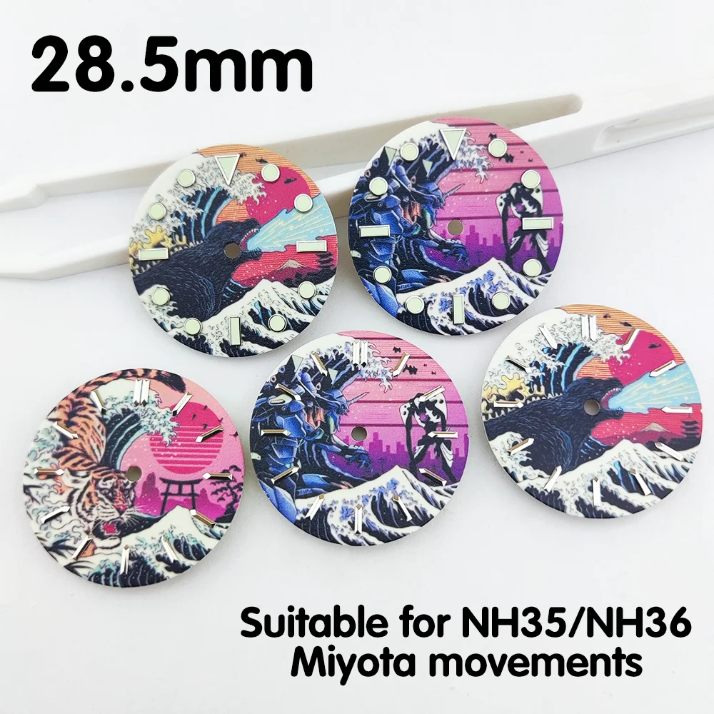 NH35 dial 28.5mm dial green luminous dial watch parts replacement accessories suitable for NH35/NH36 movement dial