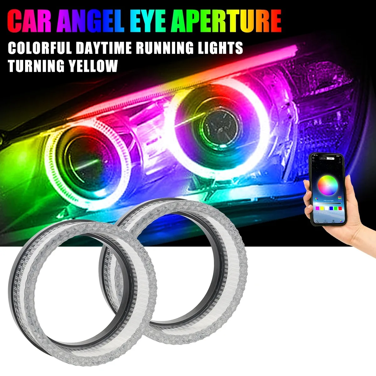 

2 шт. 3-дюймовый RGB ангельский глаз противотуманная фара светодиодный декоративный светильник светодиодная проекция с апертурой мигающий атмосферный свет приложение DRL автомобильные аксессуары