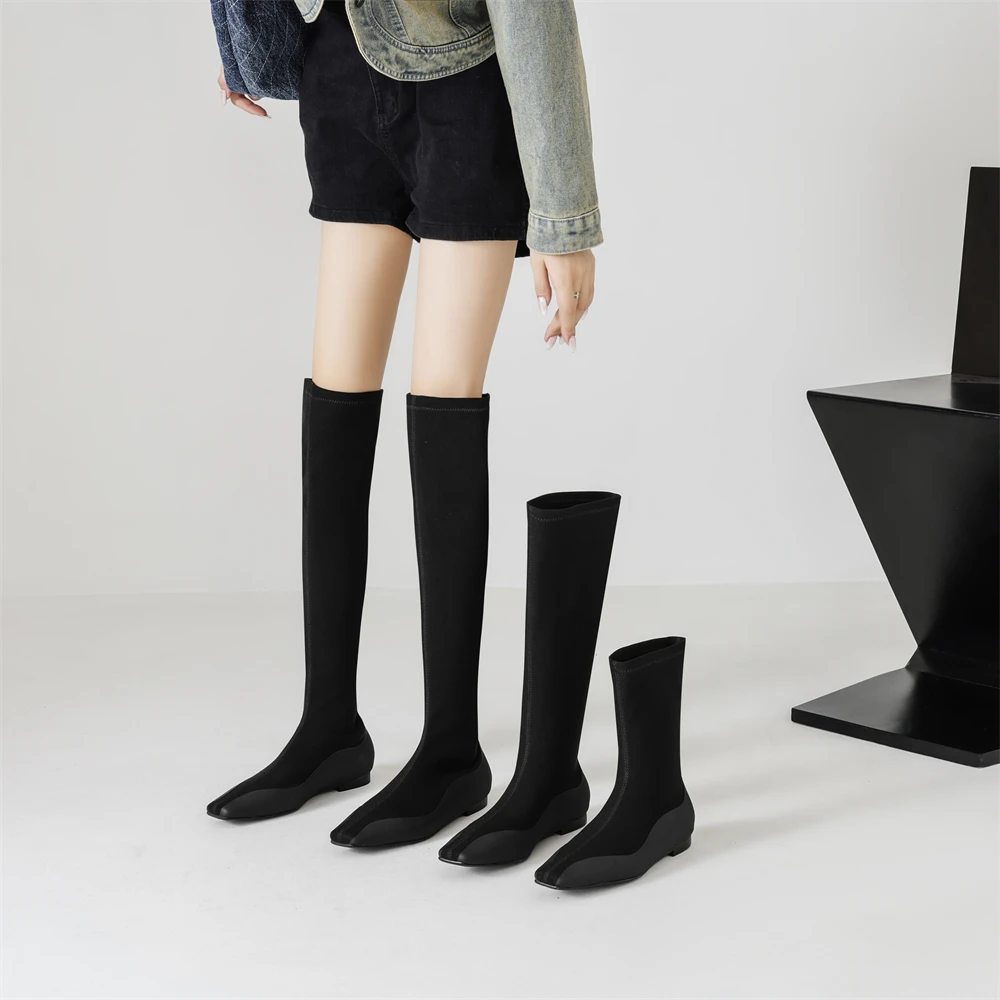 FEDONAS-Bottes de rinçage simples pour femmes, bottes carrées Parker commandées, confortables, élégantes, chaussettes à talons aiguilles minces, chaussures à talons hauts, mode automne