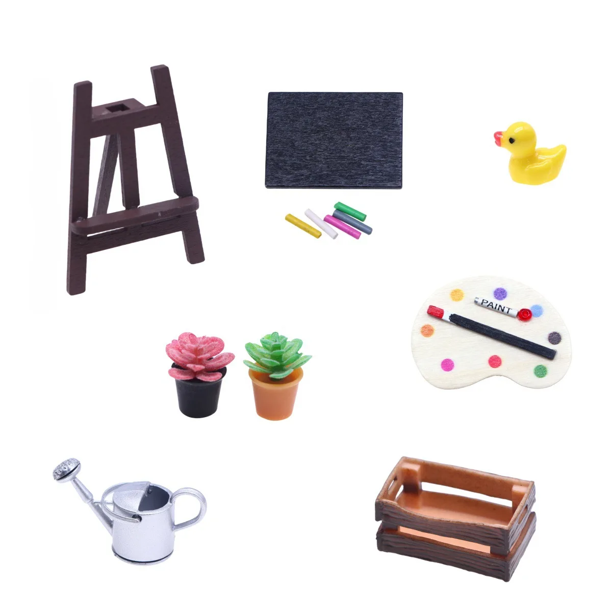 Doll house mini painting art set, miniature field sketching scene props model accessories